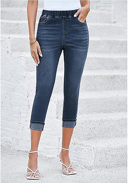 GRAPENT Pull On Jeans for Women High Waisted Skinny Capri Pants Trendy Stretch Denim Cropped Jeans Crop Jeggings Capris
