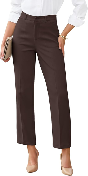 GRAPENT Womens Dress Pants Business Casual Ankle Straight Leg Trousers Elastic Waist Office Work Pants with Pockets