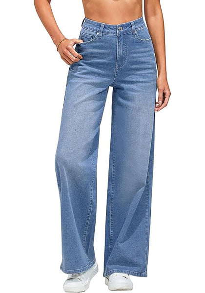 GRAPENT Wide Leg Jeans for Women Trendy High Waisted Stretchy Denim Pants 90s Baggy Jeans Trouser Jeans with Pockets