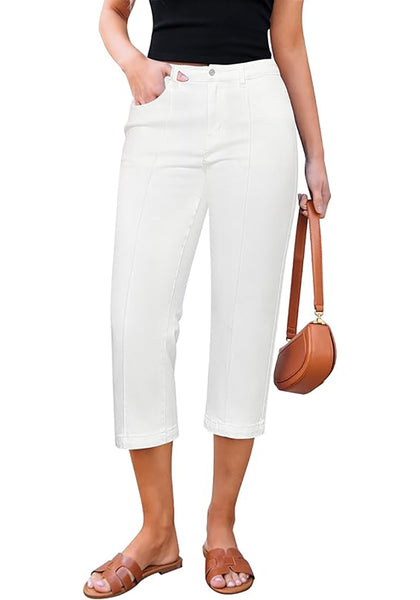 GRAPENT Women's Sculpting Denim Capri Skinny Jean Slim Stretch