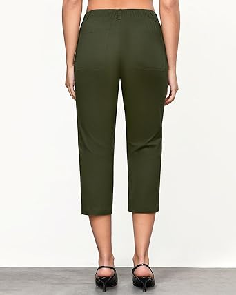 Grapent Women's Capri Straight Lounge Pants Outdoor Breathable Cotton Durable Regular Cropped Trousers