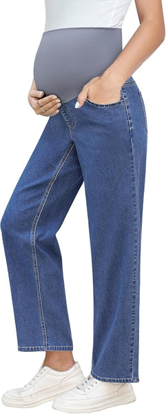 Grapent Women's Patchwork Low Rise Jean Denim 5-pocket Mom Pant Maternity