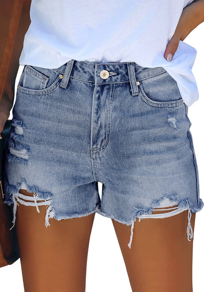GRAPENT Women's High Waisted Ripped Stretchy Denim Hot Short Summer Jean Shorts