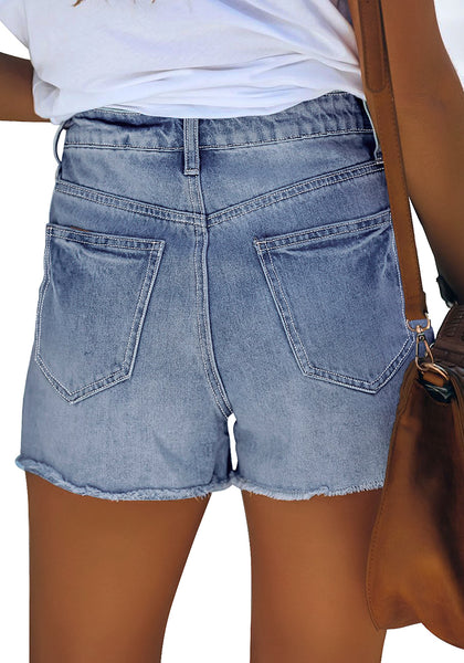 GRAPENT Women's High Waisted Ripped Stretchy Denim Hot Short Summer Jean Shorts
