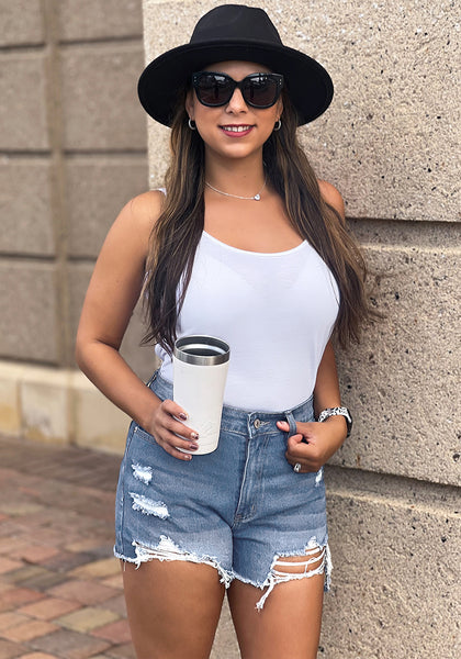 GRAPENT Women's High Waisted Ripped Stretchy Denim Hot Short Summer Jean Shorts