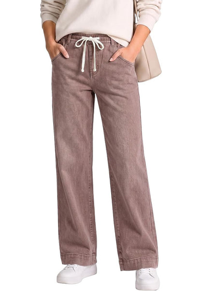 GRAPENT Jeans for Women Straight Leg High Rise Pull On Stretchy Denim Pants | Straight Wide Leg Jeans, High Waisted Fit, Elastic Waist, 29.5" Inseam, Work Office Outfits, Casual Daily Wear