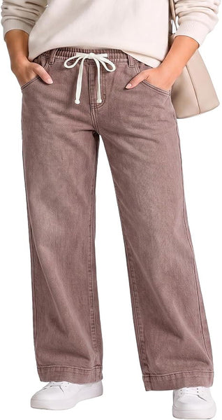 GRAPENT Jeans for Women Straight Leg High Rise Pull On Stretchy Denim Pants | Straight Wide Leg Jeans, High Waisted Fit, Elastic Waist, 29.5" Inseam, Work Office Outfits, Casual Daily Wear