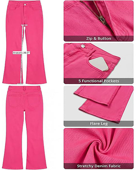 GRAPENT Flare Jeans for Women Trendy High Rise Classic Stretchy Denim Pants | Wide Leg Flare Jeans, High Waisted Stretch Denim, 30.5" Inseam, 90s Retro, Business Casual, Country Concert, Everyday Wear