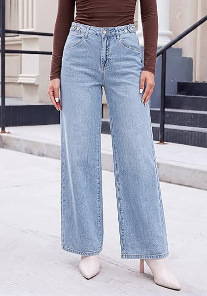 GRAPENT Wide Leg Jeans for Women High Waisted Baggy Stretchy Denim Pants | Adjustable Cinched Waist, High Rise, 30" Inseam, Full Length, 90S Baggy Style, Country Concert Outfits, Casual Work Wear