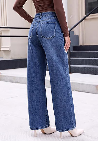 GRAPENT Wide Leg Jeans for Women High Waisted Baggy Stretchy Denim Pants | Adjustable Cinched Waist, High Rise, 30" Inseam, Full Length, 90S Baggy Style, Country Concert Outfits, Casual Work Wear