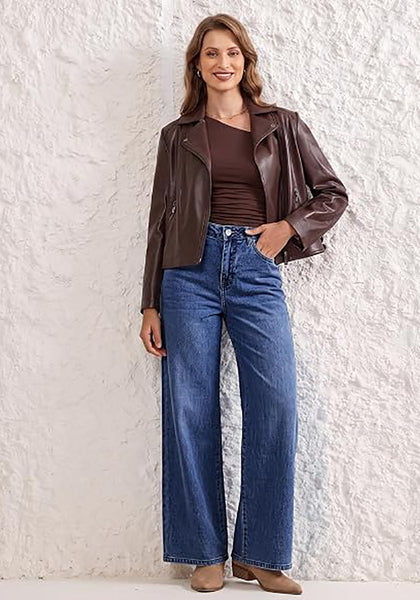 GRAPENT Wide Leg Jeans for Women High Waisted Baggy Stretchy Denim Pants | Adjustable Cinched Waist, High Rise, 30" Inseam, Full Length, 90S Baggy Style, Country Concert Outfits, Casual Work Wear