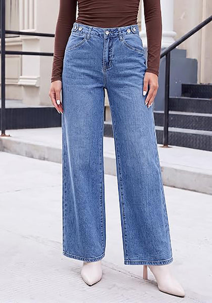 GRAPENT Wide Leg Jeans for Women High Waisted Baggy Stretchy Denim Pants | Adjustable Cinched Waist, High Rise, 30" Inseam, Full Length, 90S Baggy Style, Country Concert Outfits, Casual Work Wear