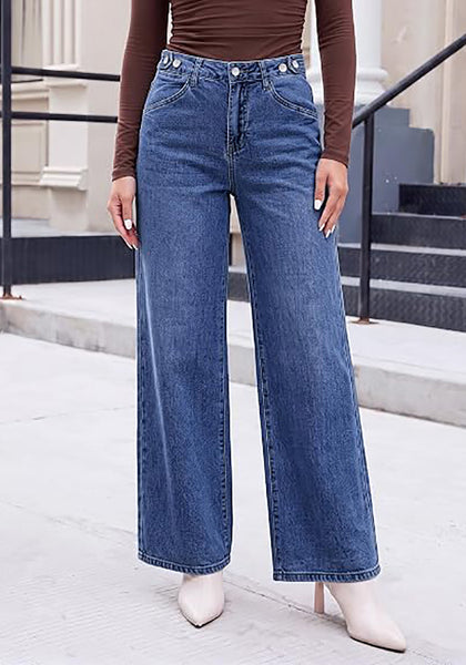 GRAPENT Wide Leg Jeans for Women High Waisted Baggy Stretchy Denim Pants | Adjustable Cinched Waist, High Rise, 30" Inseam, Full Length, 90S Baggy Style, Country Concert Outfits, Casual Work Wear