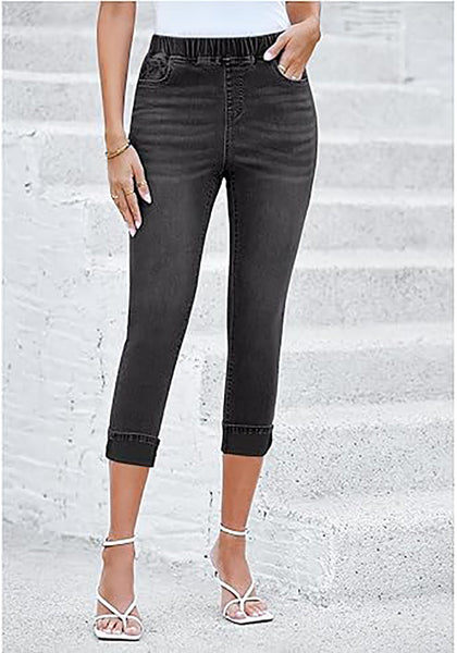 GRAPENT Pull On Jeans for Women High Waisted Skinny Capri Pants Trendy Stretch Denim Cropped Jeans Crop Jeggings Capris