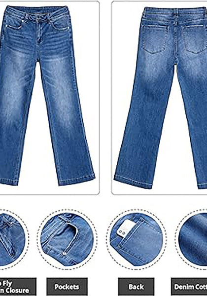 GRAPENT Women's Denim Flare Wide Leg High Rise Stretch Jean