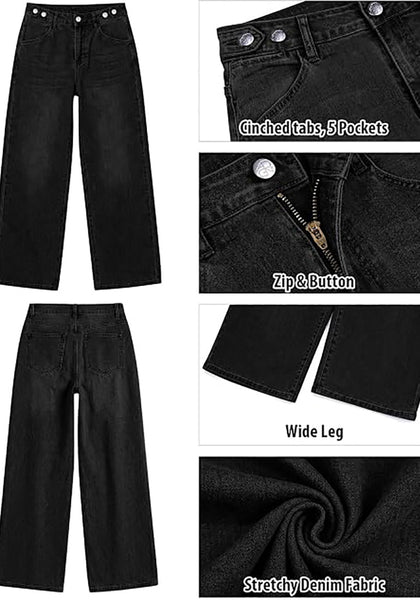 GRAPENT Wide Leg Jeans for Women High Waisted Baggy Stretchy Denim Pants | Adjustable Cinched Waist, High Rise, 30" Inseam, Full Length, 90S Baggy Style, Country Concert Outfits, Casual Work Wear