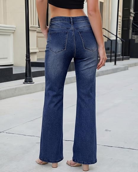 GRAPENT Flare Jeans for Women Trendy High Rise Classic Stretchy Denim Pants | Wide Leg Flare Jeans, High Waisted Stretch Denim, 30.5" Inseam, 90s Retro, Business Casual, Country Concert, Everyday Wear