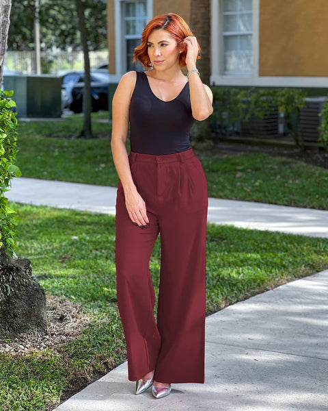 GRAPENT Wide Leg Pants for Women Work Business Casual High Waisted Dress Pants Flowy Trousers Office