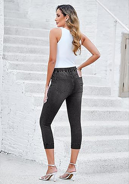 GRAPENT Pull On Jeans for Women High Waisted Skinny Capri Pants Trendy Stretch Denim Cropped Jeans Crop Jeggings Capris