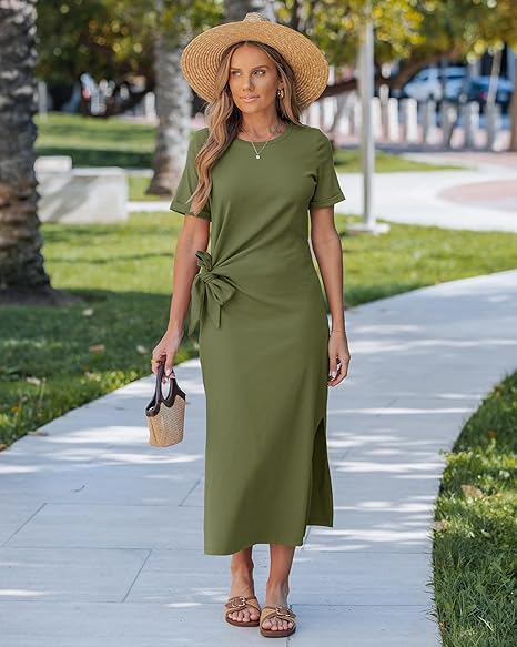 GRAPENT Long Dresses for Women Casual Summer Side Split Beach Vacation – Grapent