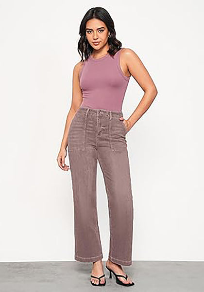 GRAPENT Jeans for Women High Waisted Straight Leg Jeans Stretchy Trendy Wide Leg Denim Pants Jean Trousers Patch Pockets