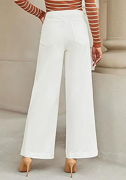 GRAPENT Pull On Womens Jeans Baggy Stretchy High Waisted Denim Wide Leg Trouser Pants Trendy Front Seam 90s Loose Jean