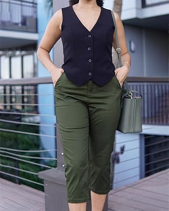 Grapent Women's Capri Straight Lounge Pants Outdoor Breathable Cotton Durable Regular Cropped Trousers