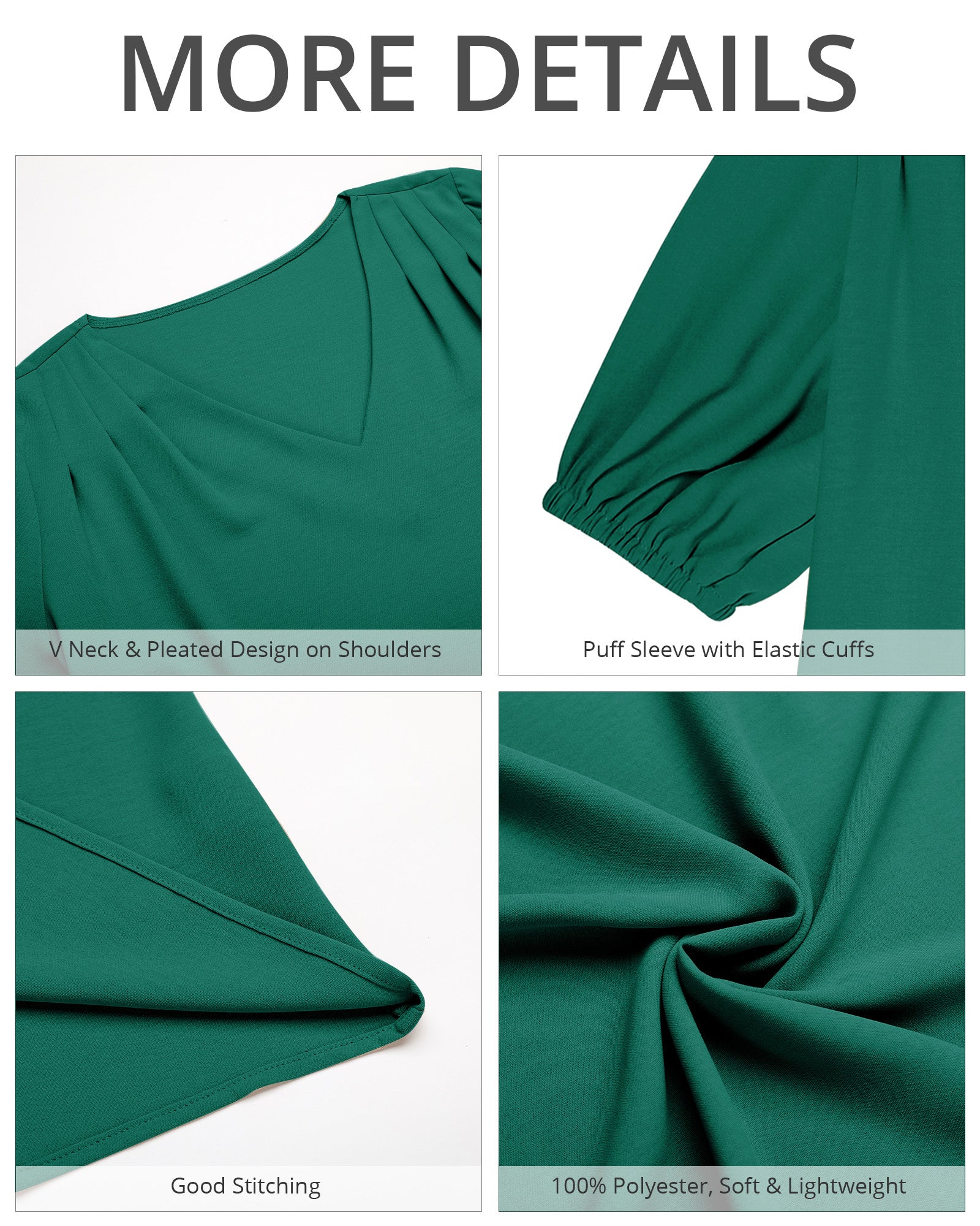 BLUEMING Womens 3/4 Sleeve Blouses Dressy Casual Pleated V Neck Office Work Tops Shirts Going Out Tops