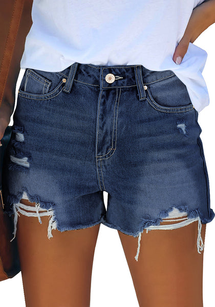 GRAPENT Women's High Waisted Ripped Stretchy Denim Hot Short Summer Jean Shorts