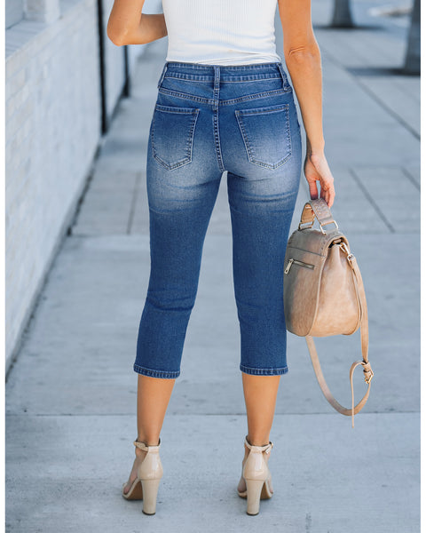 GRAPENT Capris Jeans for Women High Waisted Stretchy Ripped Skinny Denim Capri Pants Distressed Cropped Jeggings Casual