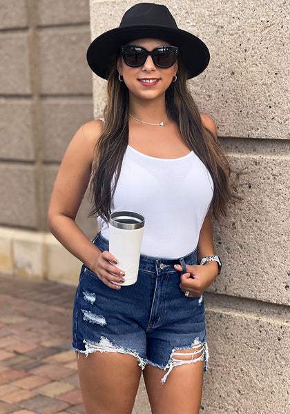 GRAPENT Women's High Waisted Ripped Stretchy Denim Hot Short Summer Jean Shorts