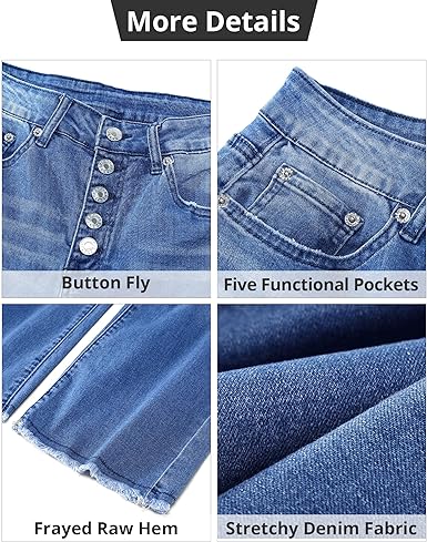 Grarpent Women's High Waist Denim Wide Legs Jeans Pants With Front pockets