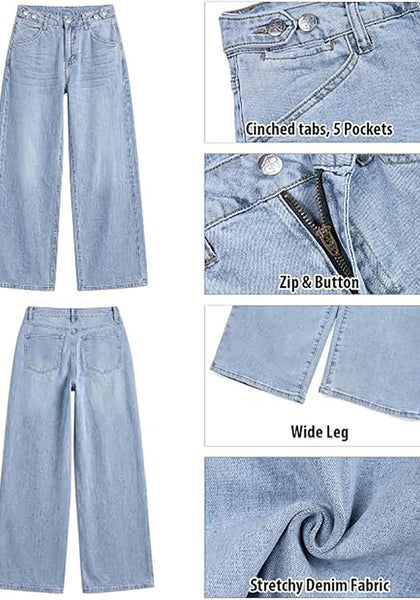 GRAPENT Wide Leg Jeans for Women High Waisted Baggy Stretchy Denim Pants | Adjustable Cinched Waist, High Rise, 30" Inseam, Full Length, 90S Baggy Style, Country Concert Outfits, Casual Work Wear