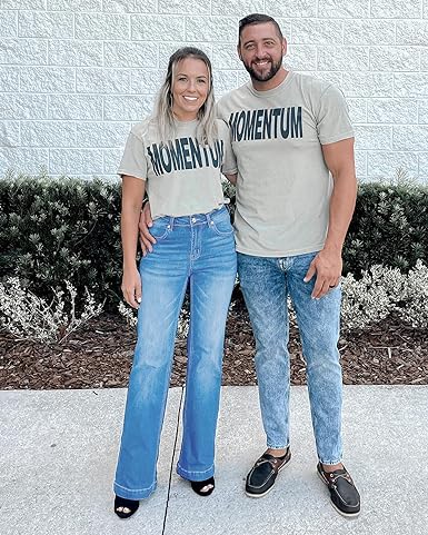 GRAPENT Women's Denim Flare Wide Leg High Rise Stretch Jean