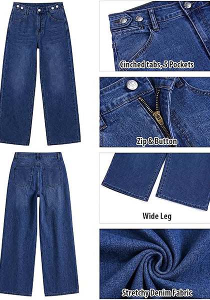 GRAPENT Wide Leg Jeans for Women High Waisted Baggy Stretchy Denim Pants | Adjustable Cinched Waist, High Rise, 30" Inseam, Full Length, 90S Baggy Style, Country Concert Outfits, Casual Work Wear