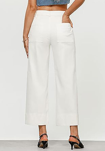 GRAPENT Wide Leg Jeans for Women Trendy High Waisted Straight Leg Cropped Stretchy Denim Pants with Retro Patch Pockets