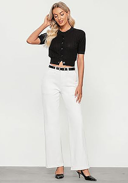 GRAPENT Jeans for Women High Waisted Straight Leg Jeans Stretchy Trendy Wide Leg Denim Pants Jean Trousers Patch Pockets