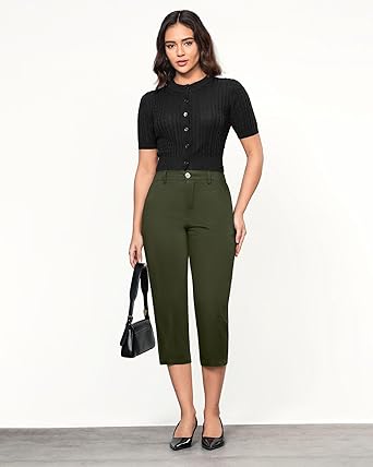 Grapent Women's Capri Straight Lounge Pants Outdoor Breathable Cotton Durable Regular Cropped Trousers