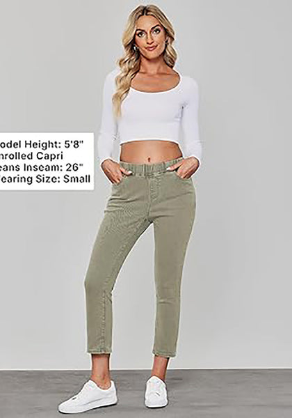 GRAPENT Pull On Jeans for Women High Waisted Skinny Capri Pants Trendy Stretch Denim Cropped Jeans Crop Jeggings Capris