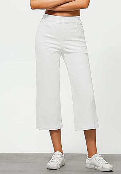 GRAPENT Capri Jeans for Women Wide Leg High Waisted Effortless Flow Pull On Stretchy Denim Elastic Waist Pants with Pockets