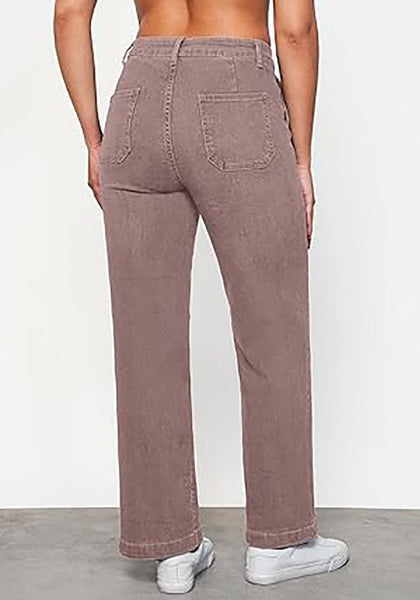 GRAPENT Jeans for Women High Waisted Straight Leg Jeans Stretchy Trendy Wide Leg Denim Pants Jean Trousers Patch Pockets