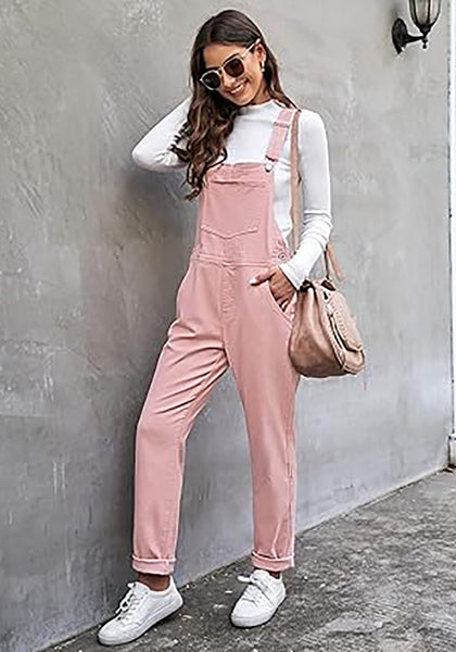 GRAPENT Overalls for Women Loose Fit Jean Denim Bib Jumpsuit Stretch Overall Pants