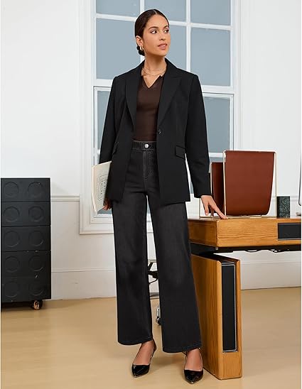 GRAPENT Wide Leg Jeans for Women High Waisted Trendy Pull On Elastic Waist Soft Stretchy Denim Pants Sweatpant Jeans