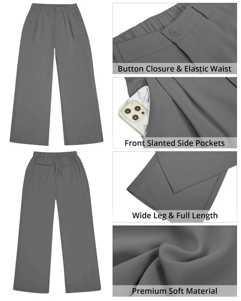 GRAPENT Wide Leg Pants for Women Work Business Casual High Waisted Dress Pants Flowy Trousers Office