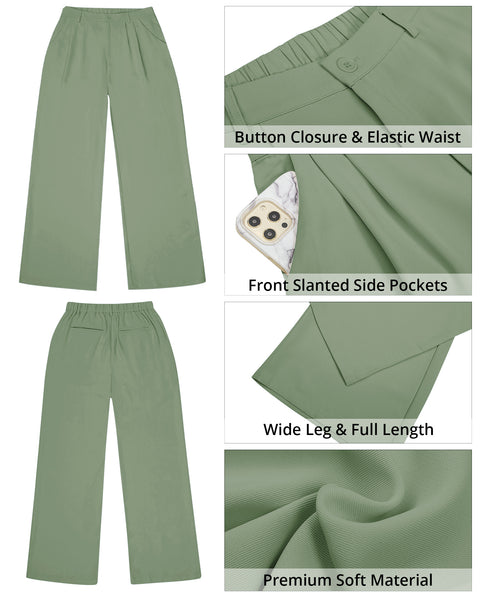GRAPENT Wide Leg Pants for Women Work Business Casual High Waisted Dress Pants Flowy Trousers Office