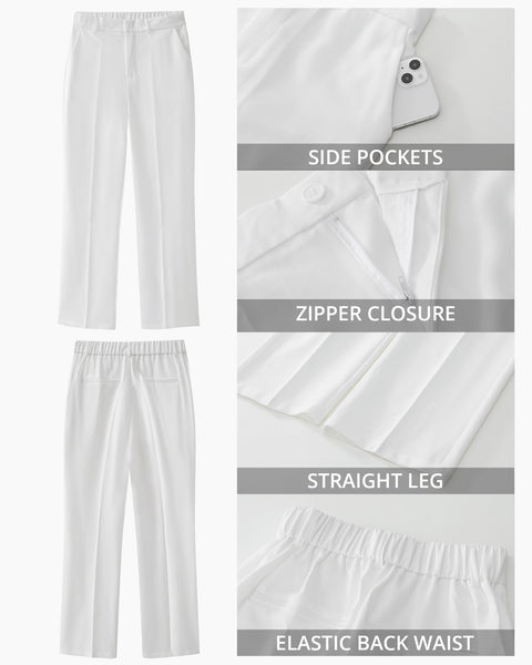 GRAPENT Pants for Women Work High Waisted Dress Pants Business Casual Relaxed Fit Straight Leg Elastic Waist Trousers