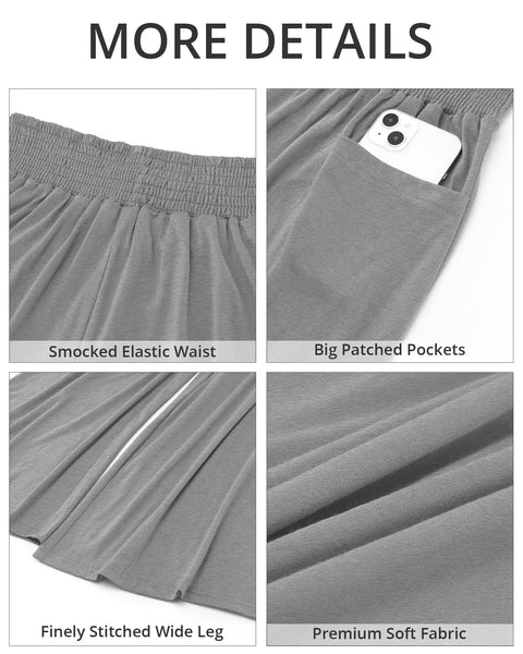 GRAPENT Wide Leg Pants for Women High Wasited Baggy Palazzo Pants Casual Pull On Bell Bottom Smocked Elastic Waist Pants