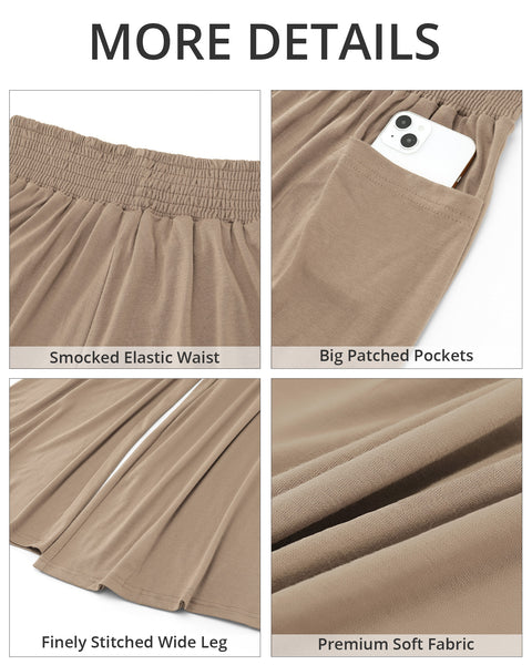 GRAPENT Wide Leg Pants for Women High Wasited Baggy Palazzo Pants Casual Pull On Bell Bottom Smocked Elastic Waist Pants