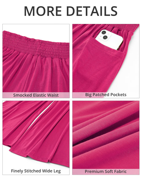 GRAPENT Wide Leg Pants for Women High Wasited Baggy Palazzo Pants Casual Pull On Bell Bottom Smocked Elastic Waist Pants