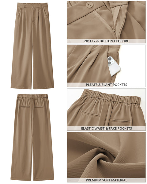 GRAPENT Wide Leg Pants for Women Work Business Casual High Waisted Dress Pants Flowy Trousers Office